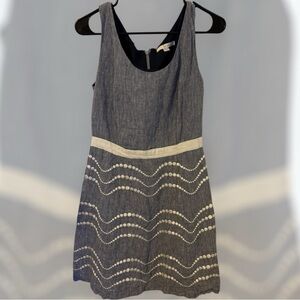 Boden Linen Embroidered Mini Dress Size US 8/UK 12